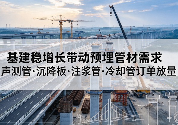 京山基建稳增长带动预埋监测管材需求，声测管、沉降板、注浆管订单持续放量